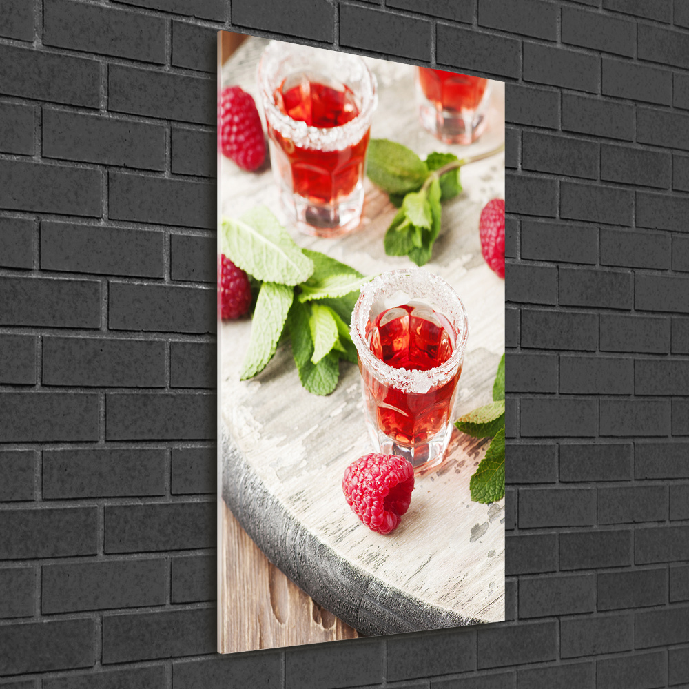Vertikální Fotoobraz na skle Maliny a nápoje