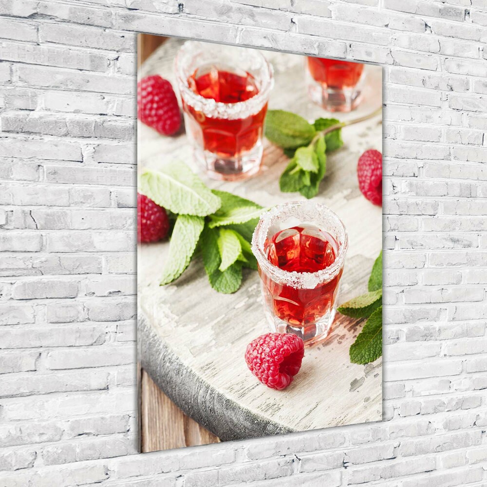 Vertikální Fotoobraz na skle Maliny a nápoje