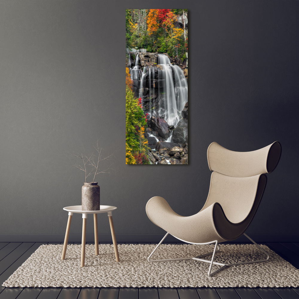 Vertikální Fotoobraz na skle Vodopád podzim