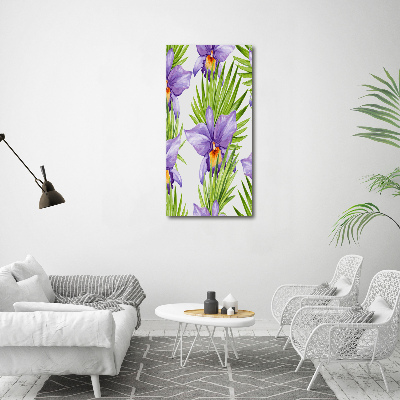 Vertikální Foto obraz skleněný svislý Orchidej a palmy