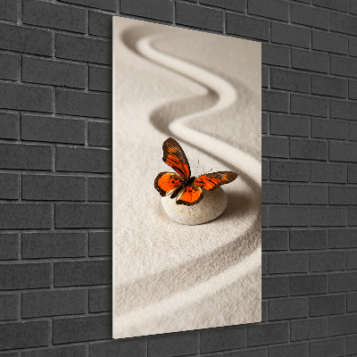 Vertikální Foto-obraz na skle Kámen zen a motýl