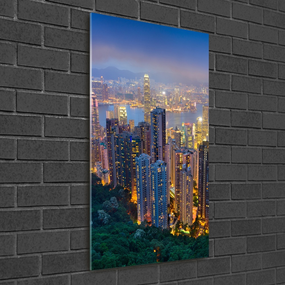 Vertikální Foto obraz sklo tvrzené Noční Hong kong