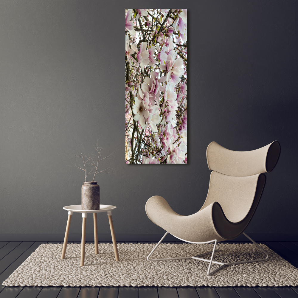 Vertikální Fotoobraz na skle Květy magnolie