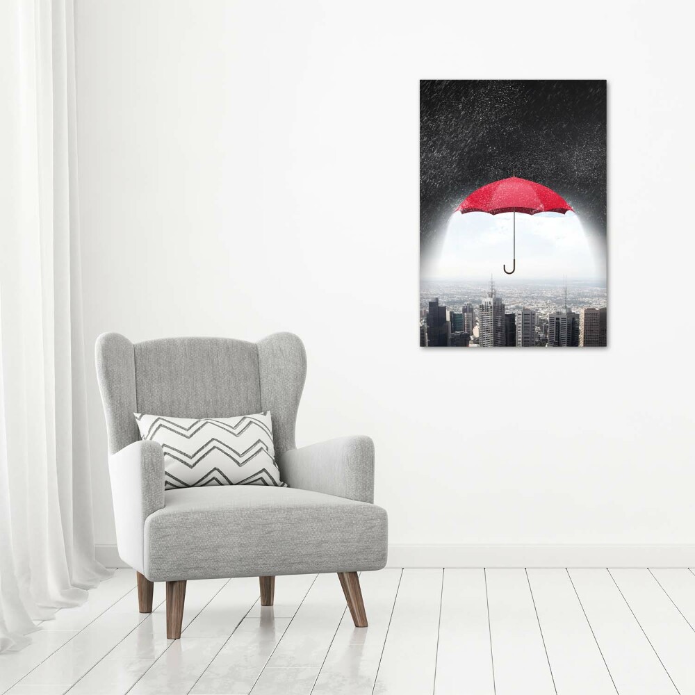 Vertikální Fotoobraz na skle Deštník nad městem