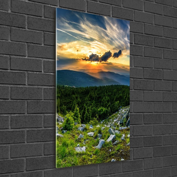Vertikální Foto obraz sklo tvrzené Panorama hor