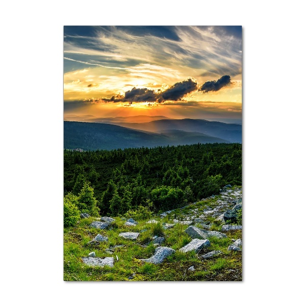 Vertikální Foto obraz sklo tvrzené Panorama hor