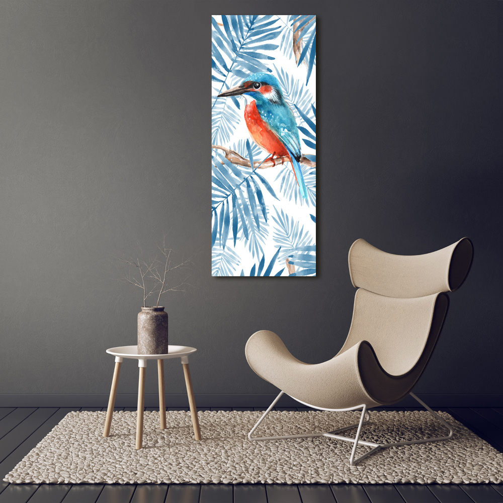 Vertikální Foto obraz fotografie na skle Ptáci a listí