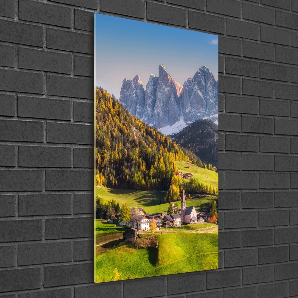 Vertikální Fotoobraz na skle Mestečko v horách