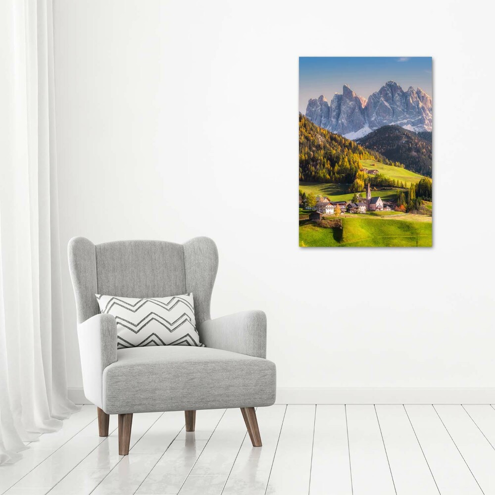Vertikální Fotoobraz na skle Mestečko v horách