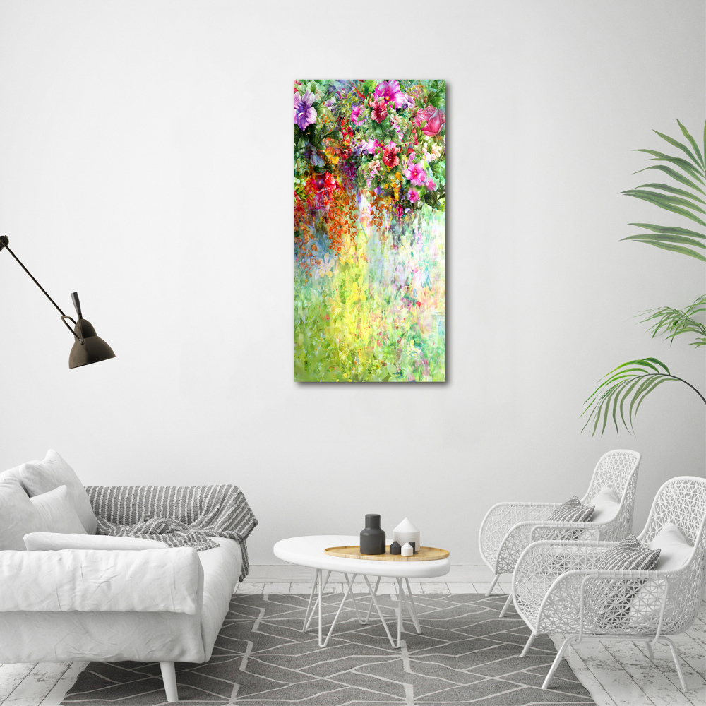 Vertikální Fotoobraz na skle Barevné květiny