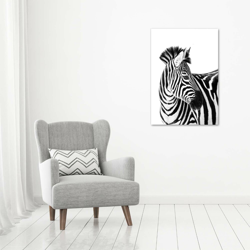 Vertikální Foto obraz fotografie na skle Zebra na sněhu