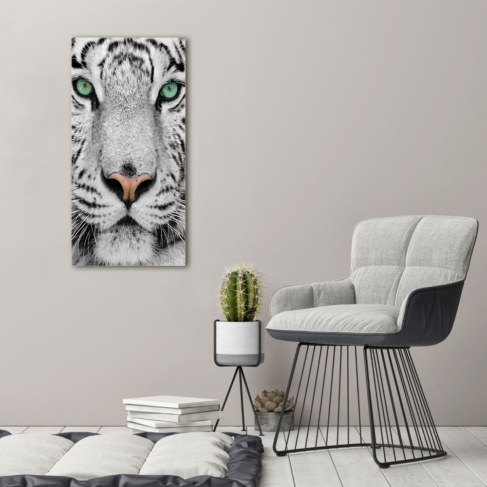 Vertikální Foto obraz sklo tvrzené Bílý tygr