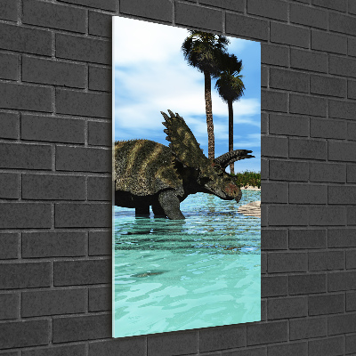 Vertikální Fotoobraz na skle Dinozaury na pláži