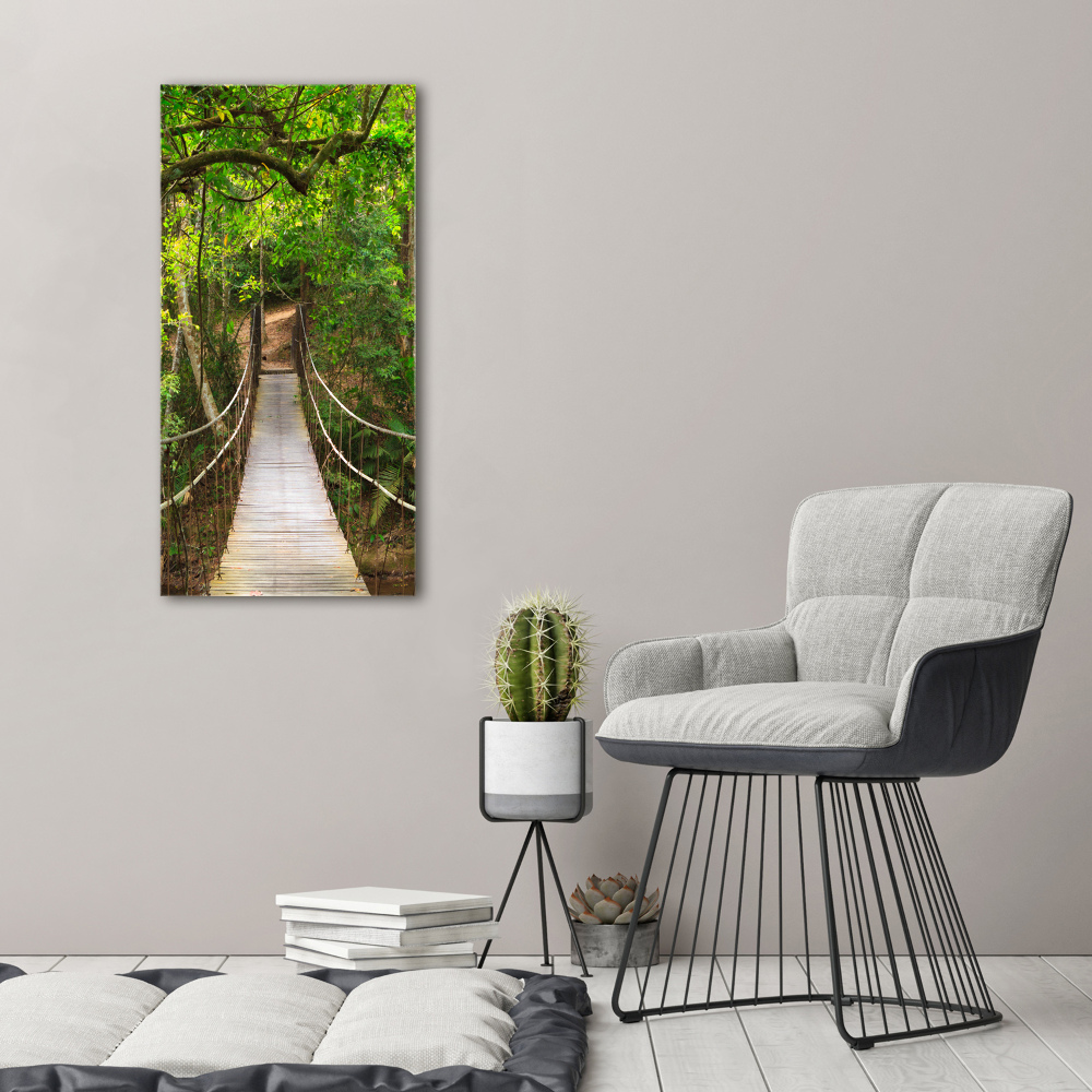 Vertikální Fotoobraz na skle Visací most v lese