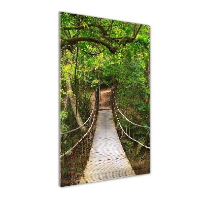 Vertikální Fotoobraz na skle Visací most v lese