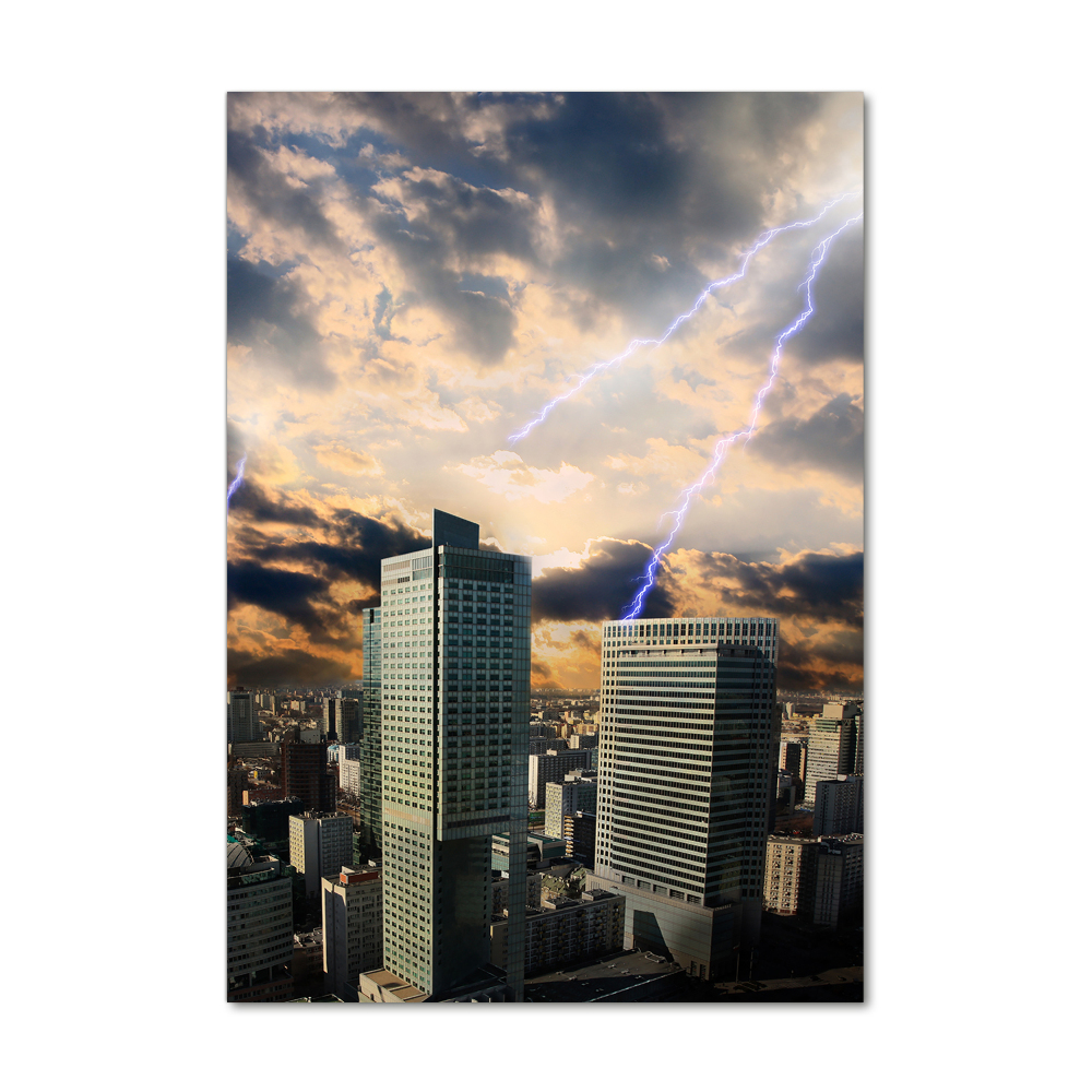 Vertikální Fotoobraz na skle Bouře nad Varšavou