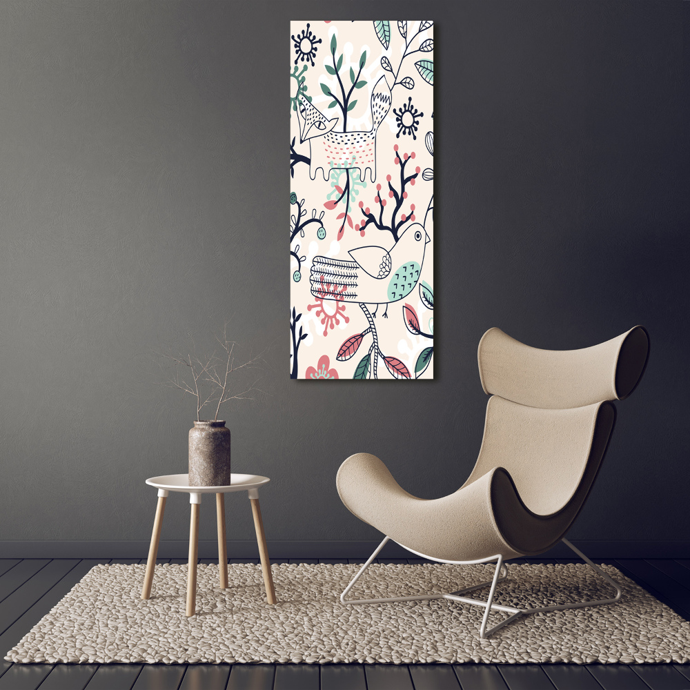 Vertikální Fotoobraz na skle Zvířata s květiny