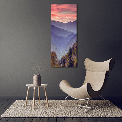 Vertikální Fotoobraz na skle Mlha nad horama