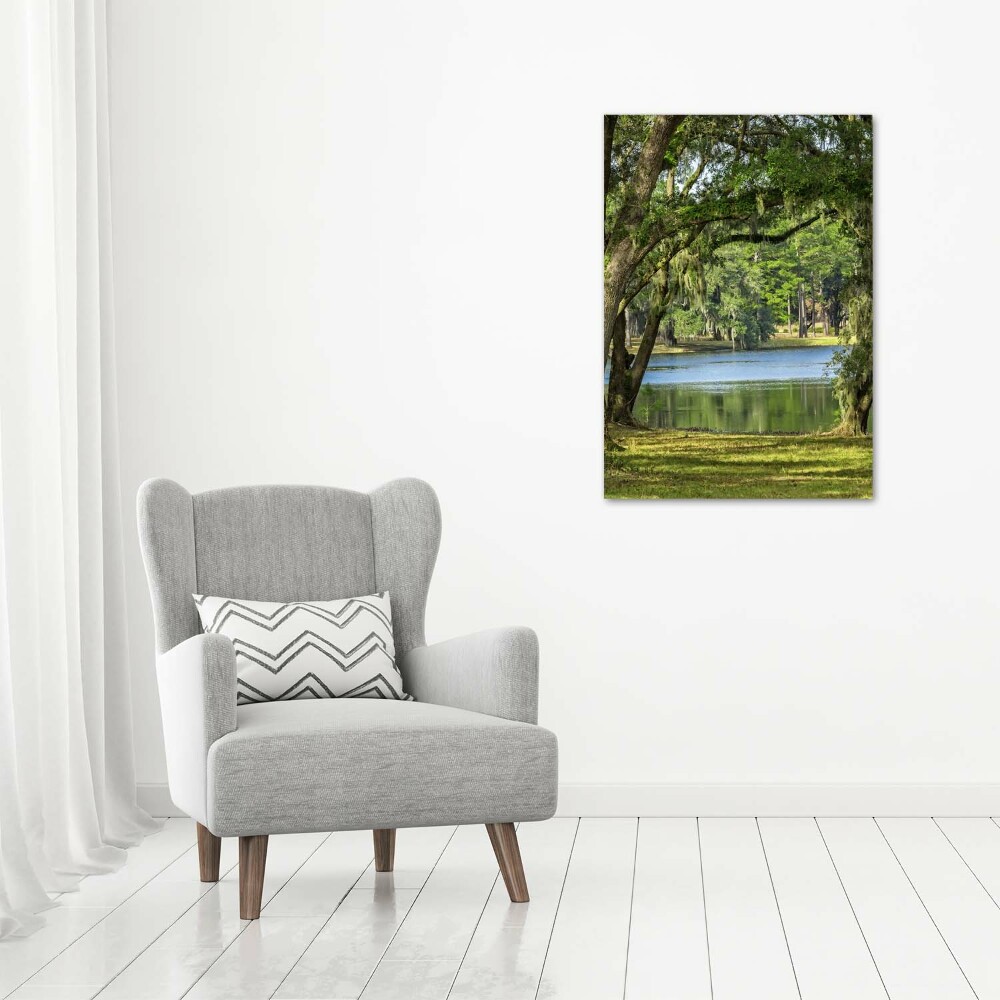 Vertikální Fotoobraz na skle Jezero v parku