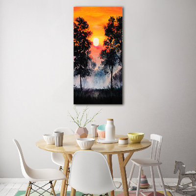 Vertikální Fotoobraz na skle Západ slunce les