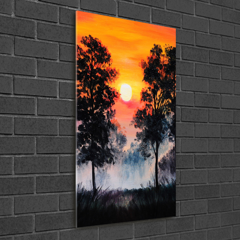 Vertikální Fotoobraz na skle Západ slunce les