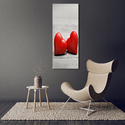 Vertikální Foto obraz skleněný svislý Srdce na dřevě
