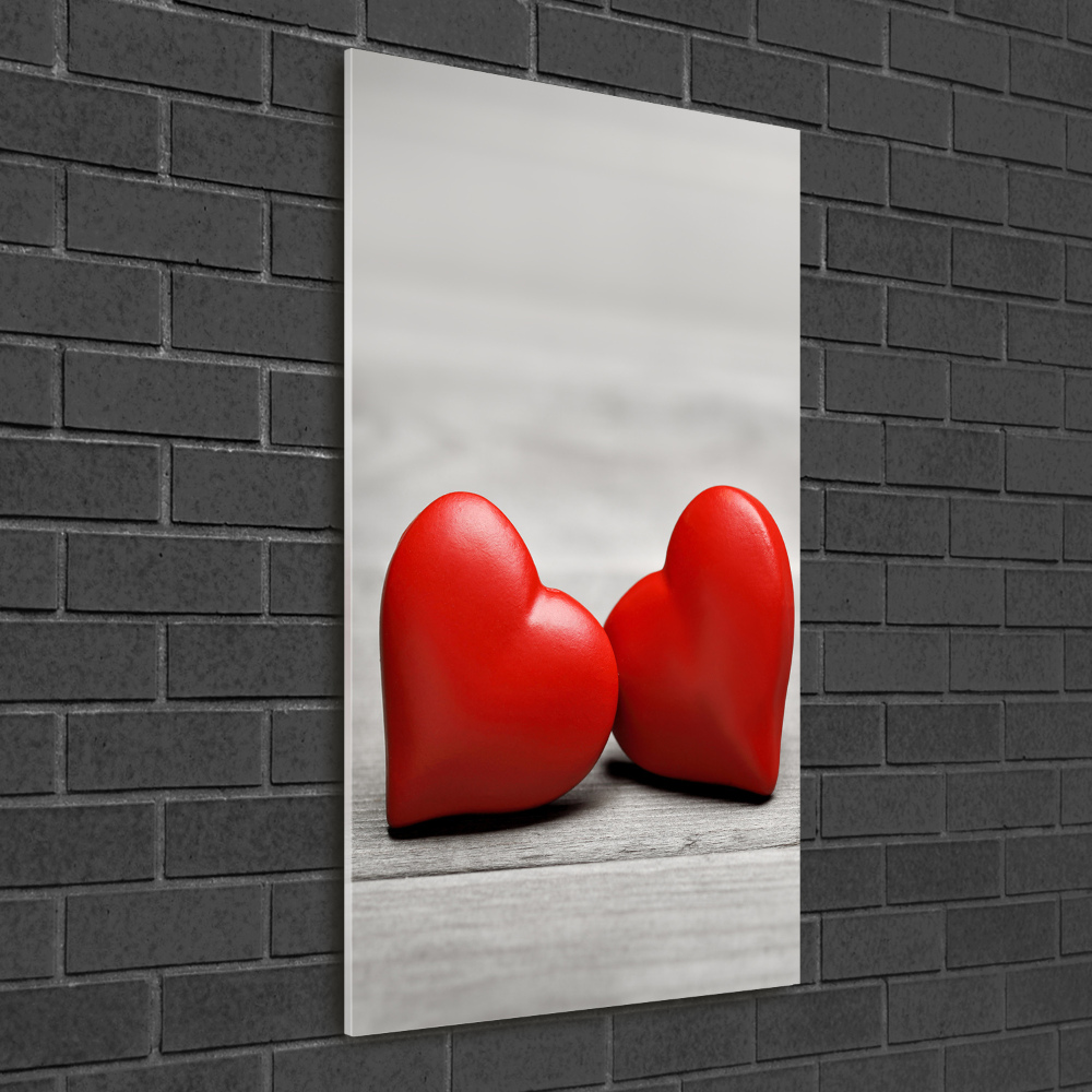 Vertikální Foto obraz skleněný svislý Srdce na dřevě