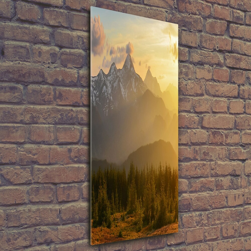 Vertikální Fotoobraz na skle Západ slunce hory