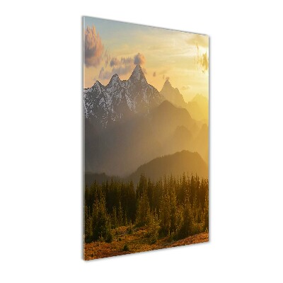 Vertikální Fotoobraz na skle Západ slunce hory