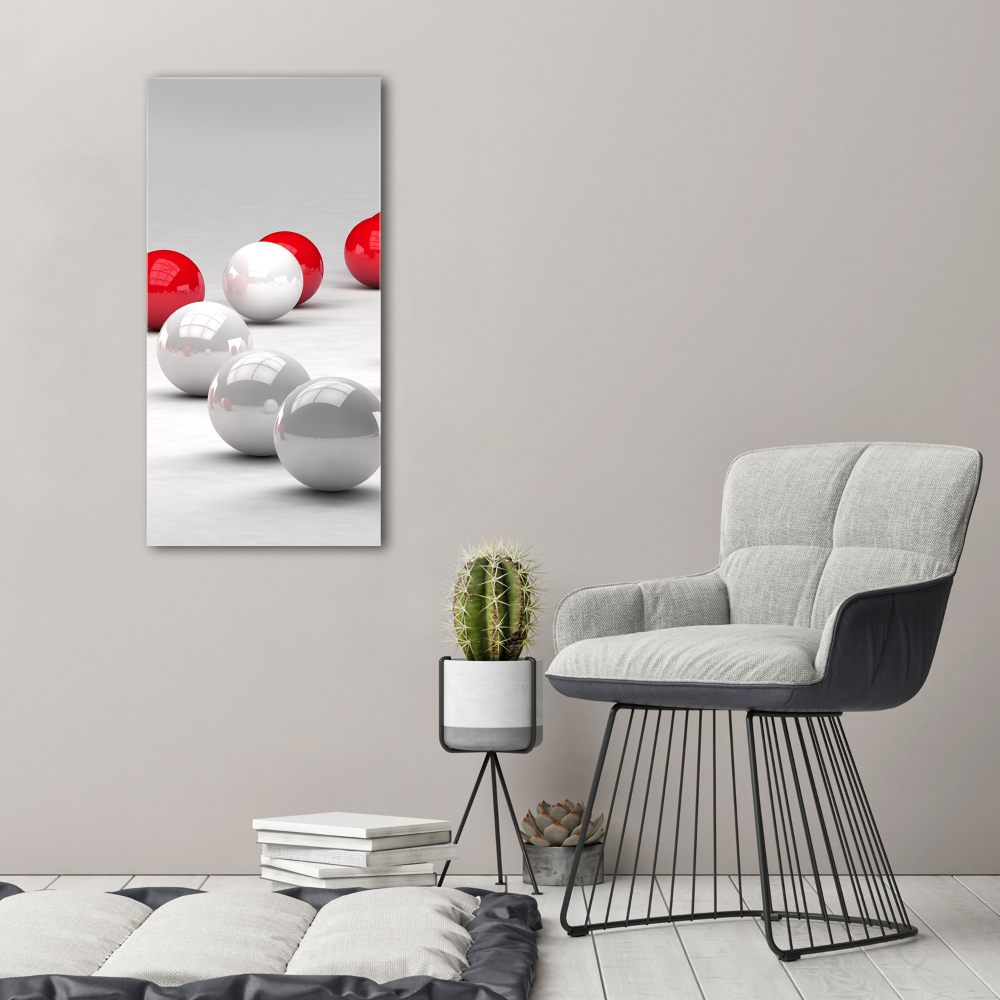 Vertikální Fotoobraz na skle Červeno-bílé koule
