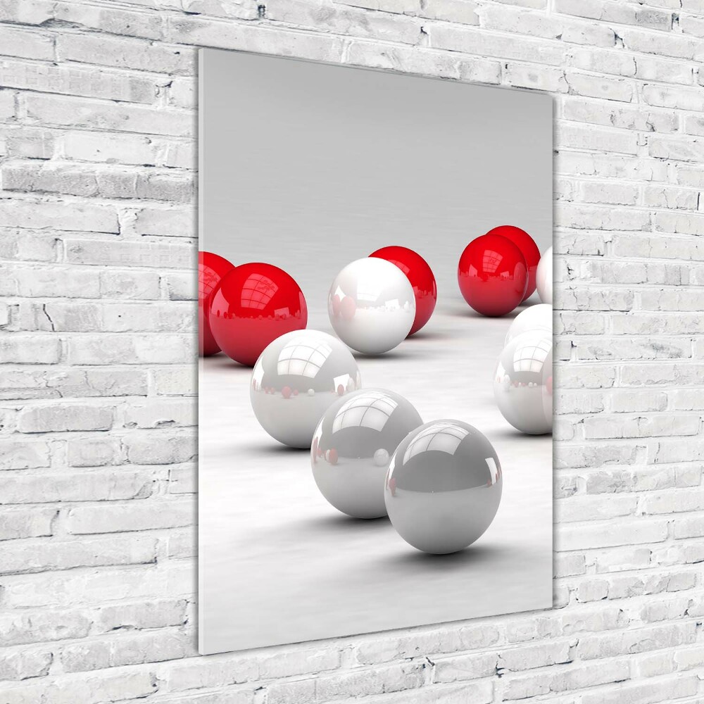 Vertikální Fotoobraz na skle Červeno-bílé koule
