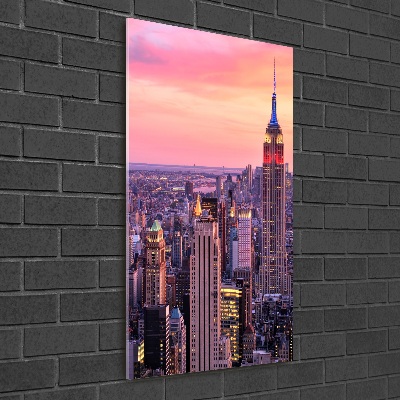 Vertikální Fotoobraz na skle Nový York západ slunce