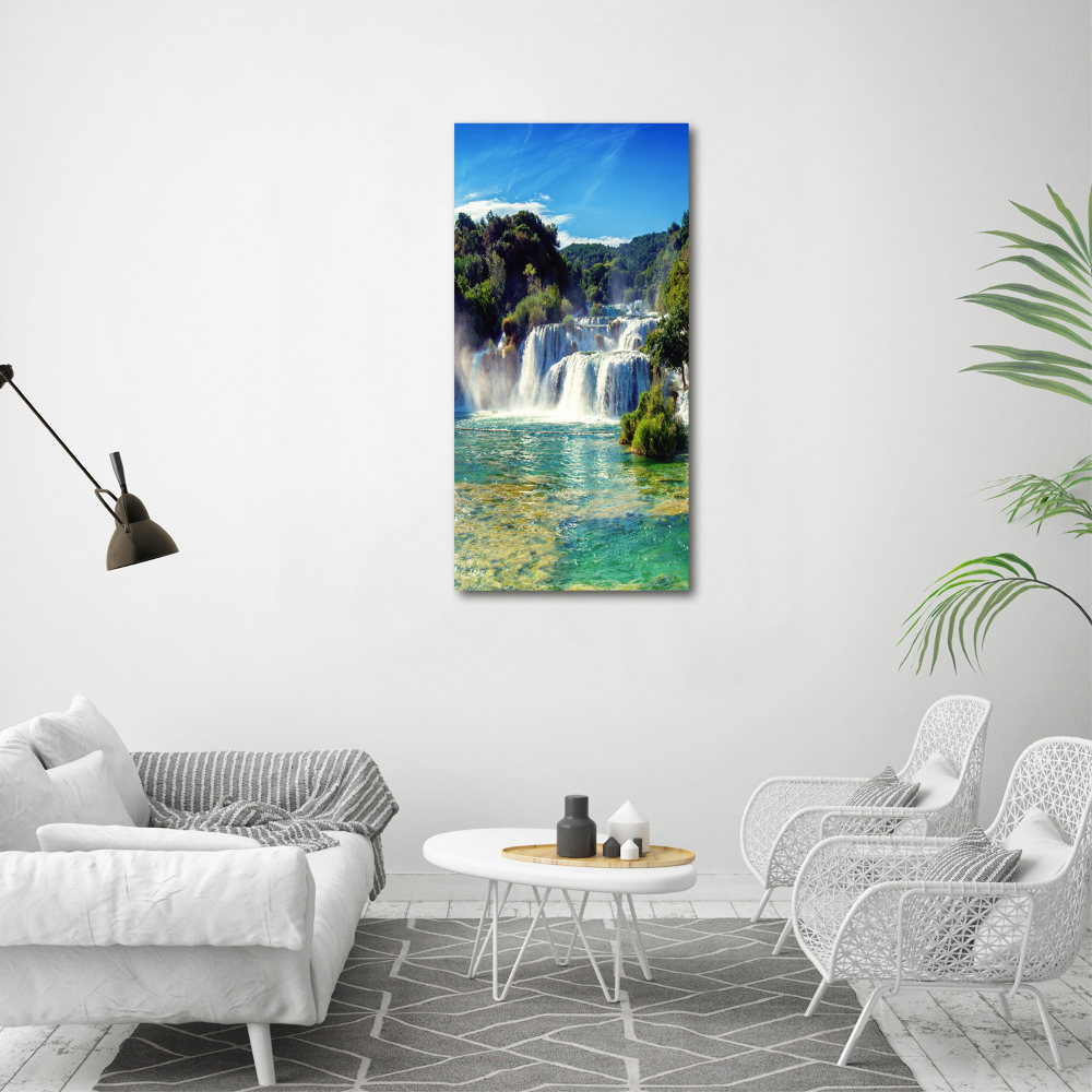 Vodop d krka vertik ln foto obraz sklo tvrzen wallmuralia cz