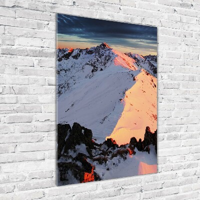 Vertikální Foto obraz sklo tvrzené Hory zima