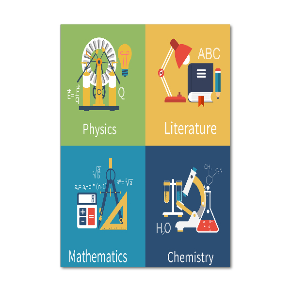 Vertikální Fotoobraz na skle Školní předměty