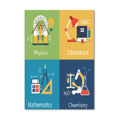 Vertikální Fotoobraz na skle Školní předměty