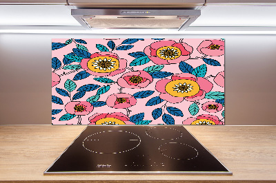 Panel do kuchyně Růžové květiny