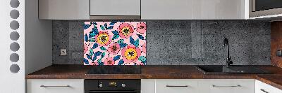 Panel do kuchyně Růžové květiny