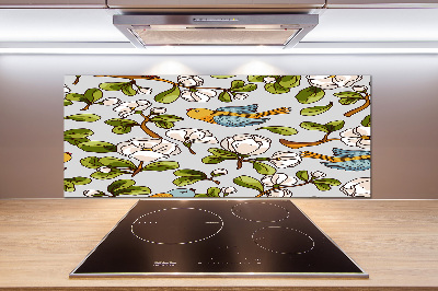 Panel do kuchyně Květiny a ptáci