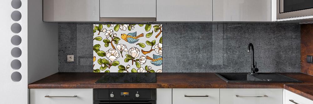 Panel do kuchyně Květiny a ptáci