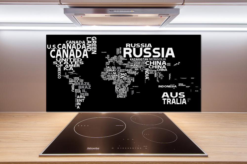 Panel do kuchyně Mapa světa nápisy