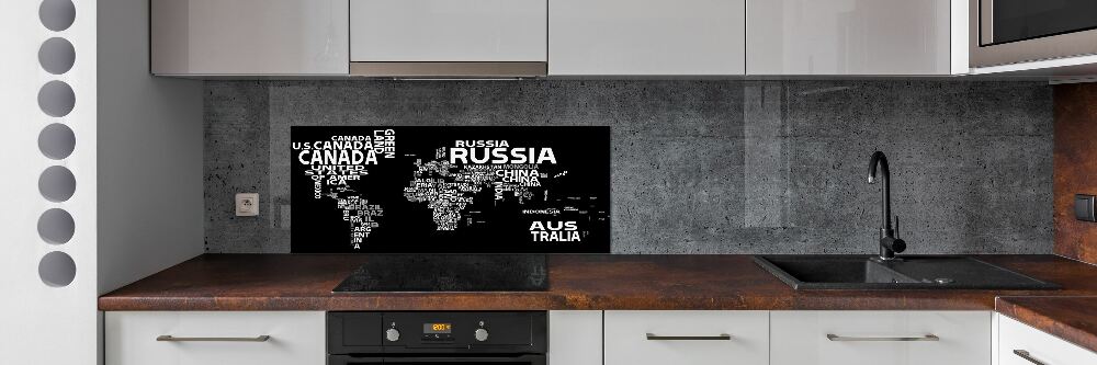 Panel do kuchyně Mapa světa nápisy