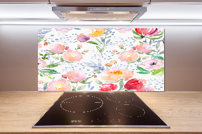 Skleněný panel do kuchyně Máky