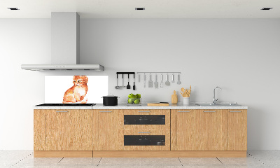 Skleněný panel do kuchynské linky Červená kočka