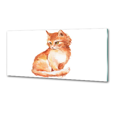 Skleněný panel do kuchynské linky Červená kočka