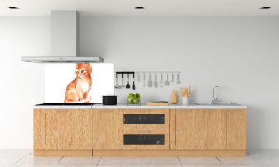 Skleněný panel do kuchynské linky Červená kočka