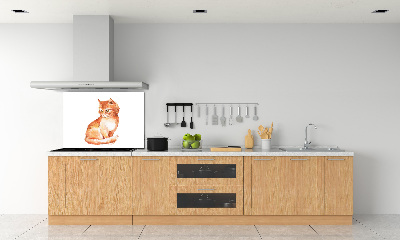 Skleněný panel do kuchynské linky Červená kočka
