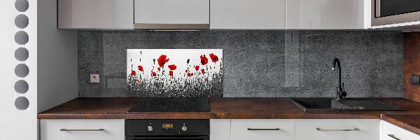 Panel na stěnu tvrzené sklo Máky