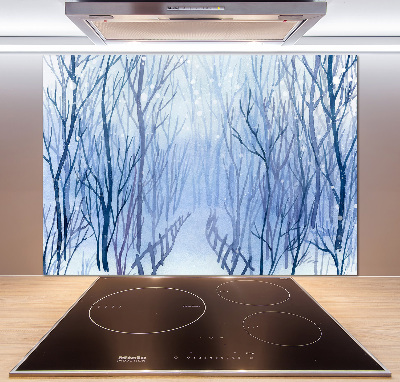 Skleněný panel do kuchynské linky Les zima