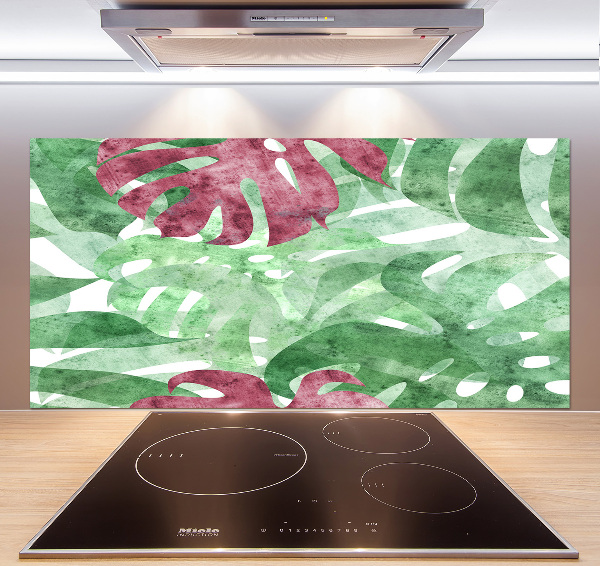Skleněný panel do kuchynské linky Monstera